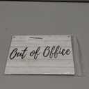 Out Of Office Sign - Hang on your office door, great small, lightweight notice to say you're not in (White Wood Effect) - Small Size measuring approx 5.7" x 3.5"
