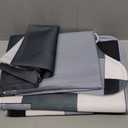 Grey Geometric Shower Curtain Set with Toilet Lid Cover and Non-Slip Rugs for Bathroom, Black White Checkered 4 Pcs Shower Curtain, Modern Abstract Bathroom Set with 12 Hooks