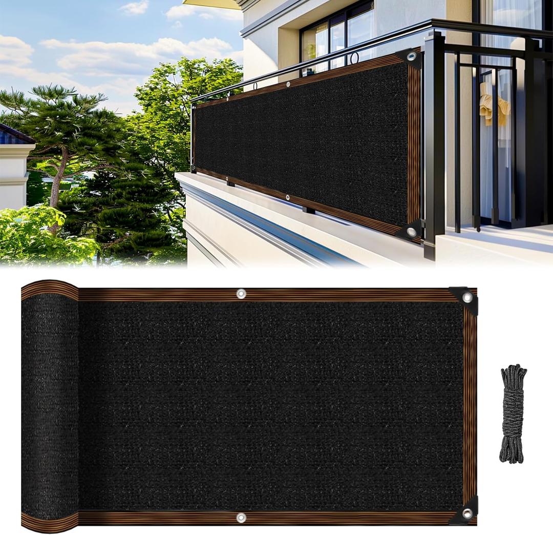 Fence Privacy Screen - RAINFLOW 3'X10' Black Privacy Fence Screen Outdoor Shade Balcony Decor Plastic Mesh Fence Panels Cover Porch Screen Balcony Covers for Apartments,Deck,Backyard,Pool Wall