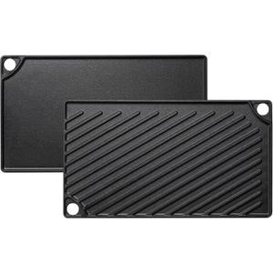 EWFEN Reversible Grill/Griddle, 16.7x9.5'' Pre-Seasoned Cast Iron Griddle Pan, Double Burner Cookware, Rectangular Non-Stick Stovetop Griddle with Handles, Flat Top Plate for Oven, Grill & Campfire