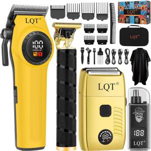 Professional Hair Clippers for Men, Cordless Hair Clipper and Trimmers Set with Electric Dual Foil Shaver & Nose Trimmer,LED Display,All-in-One Grooming Kit for Home,Barber & Travel, Gifts for Men