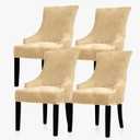 Lellen Velvet Stretch Wingback Chair Cover - Reusable Wingback Side Chair Slipcover Chair Seat Cover Chair Protector Cover for Dining Room BanquetSand Color,4PC