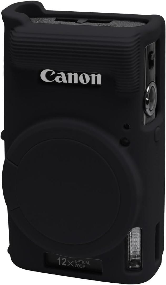 Easy Hood Case for Canon PowerShot IXY 650/ELPH 360 Camera, Soft Silicone Camera Cover with Removable Lens Cap, Slim Fit Anti-Scratch Carrying Protective Case Camera Body Skin Sleeve (Black)