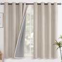 YoungsTex Short Linen Blackout Curtains for Bedroom Window, Burlap Thermal Insulated Drapes with Grommet Privacy for Living Room Bathroom Kitchen Window, Oatmeal, 2 Panels, 52 X 45 Inch