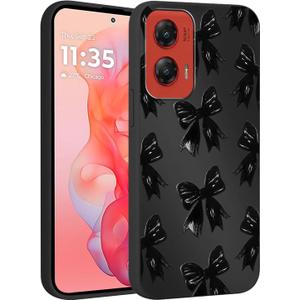Cute Bow Phone Case for Motorola Moto G Stylus 5G 2024 6.7", Aesthetic Coquette Black Ribbon Bowknot Pattern Print Design Case Soft Slim Shockproof TPU Protective Funda Cover for Women Girls
