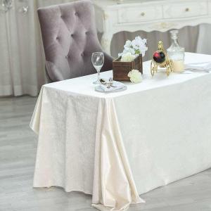 Tableclothsfactory 90 x 132 Inch Ivory Rectangle Tablecloth - Premium Velvet Table Cloth for Wedding, Party, Banquet, and Events