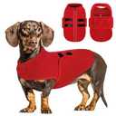 Queenmore Soft Fleece Dog Jacket, Warm Winter Dog Clothes with Leash Hole, Dachshund Sweater for Small Dogs Cats Boy or Girl (Red, S)