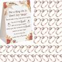 Woanger Put a Ring on It Bridal Shower Game with 50 Fake Rings, Rustic Greenery Theme Wedding Shower Games Wedding and Engagement Rings and Not Say Bride Rules Cards(Plant,Rose Gold)
