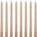 Whaline 8Pcs 10 Inch Sahara Beige Spiral Taper Candles Dripless Twisted Wax Candles Long Unscented Candlesticks for Wedding Holiday Celebration Home Party Dining Table Supplies