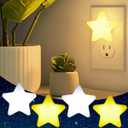 Mudder 4 Pcs Star Night Light Plug into Wall Soft LED Night Light Cute Wall Nursery Lamp Warm Sensor Plug-in Nightlight for Bedroom Hallway Baby Shower Birthday Wedding Gift(Star,Yellow, White)