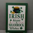 Glitzhome 24"H St. Patrick's Wooden Porch Sign, Welcome Sign for St. Patrick's Day Standing Hanging Home Front Door Yard Party Decor