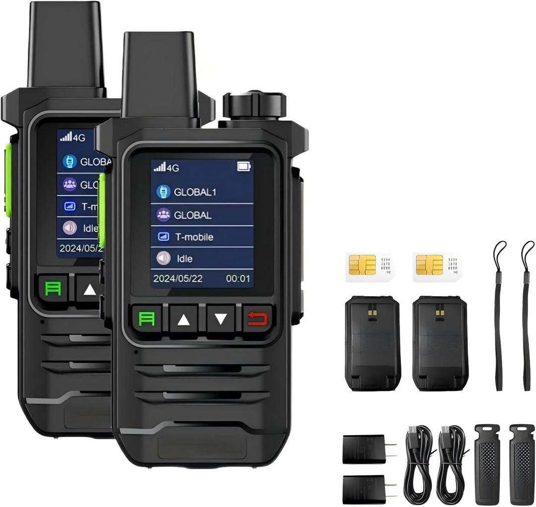 2Units Portable Radios Unlimited Range Nationwide Global Walkie Talkie 5000 MilesTwo Way Radios & 5000mAh Type-C Battery with SIM Cards