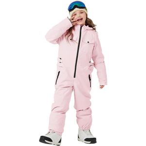 Haloumoning Kids Snow Suit Girls Waterproof Insulated Winter Outdoor Overalls Snowboarding One Piece Ski Suit 5-14Years (9-10 Years, Pink)