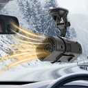 Car Heater, 12V Portable Defroster for Car Windshield, 2 in 1 Heating & Cooling Fast Heating Defrost Defogger, Plug-in Car Heaters with Suction Cup Holder & Adhesive Base (Black)