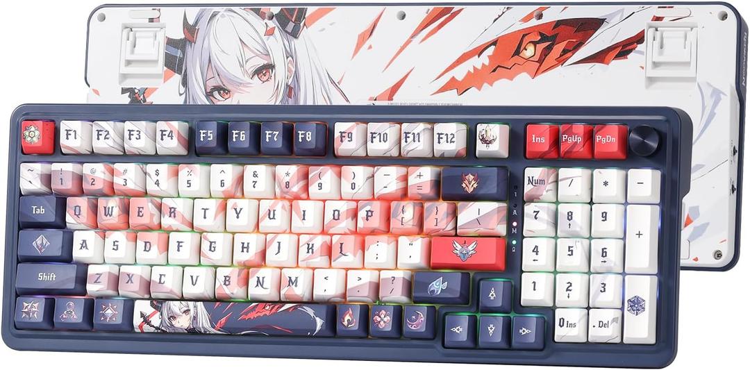 Redragon K686 PRO SE 98 Keys Wireless Gasket RGB Gaming Keyboard, 3-Mode Anime Mechanical Keyboard w/Hot-Swap Socket, Dedicated Knob Control & 5-Layer Noise Dampening, Custom Hi-Fi Linear Switch (Eisas Paradox (Anime Version))