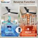 Ceiling Fans with Lights, 52 inch Low Profile Ceiling Fan with Light and Remote Control, Flush Mount, Reversible, 3CCT, Dimmable LED, Noiseless, Black Ceiling Fan for Bedroom, Living Room