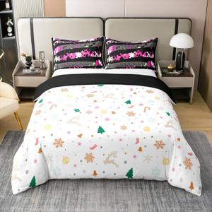 Twin Size Duvet Cover Leopard Print 100% Pure Cotton Bedding Set Geometric Stripe Cheetah Bedding Set (No Filler) Sequins Glitter Print Tie Dye Comforter Cover for Room Decor 2 PCS (Pink Black)