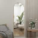 Arched Full Length Door Mirror 14x48, Metal Frame with Protective Film, No-Drilling Hanging or Wall Mount, Hooks & Hardware Included, Full Body Mirror for Bedroom, Dorm, Gold