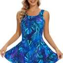 BIMEI Adjustable Shoulder Straps Pocketed Mastectomy Swimsuit Woman Swimwear for Women One Piece 808 (18, Blue)