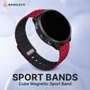Bandletic 20mm Magnetic Watch Band, Quick Release Rugged Silicone Watch Strap Compatible with Garmin Forerunner 245 Watch Band, Soft Smartwatch Wristband Replacement Straps for Men Women, Red/Black