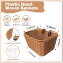 Bike Basket Front, Large Wicker Baskets for Bike, Hand-Woven Bicycle Basket with Iron Framework, Detachable Front Handlebar Bike Basket