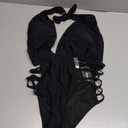 Aqua Eve Women Sexy One Piece Swimsuits Halter Plunge V Neck Cutout Bathing Suits (Medium, Black)