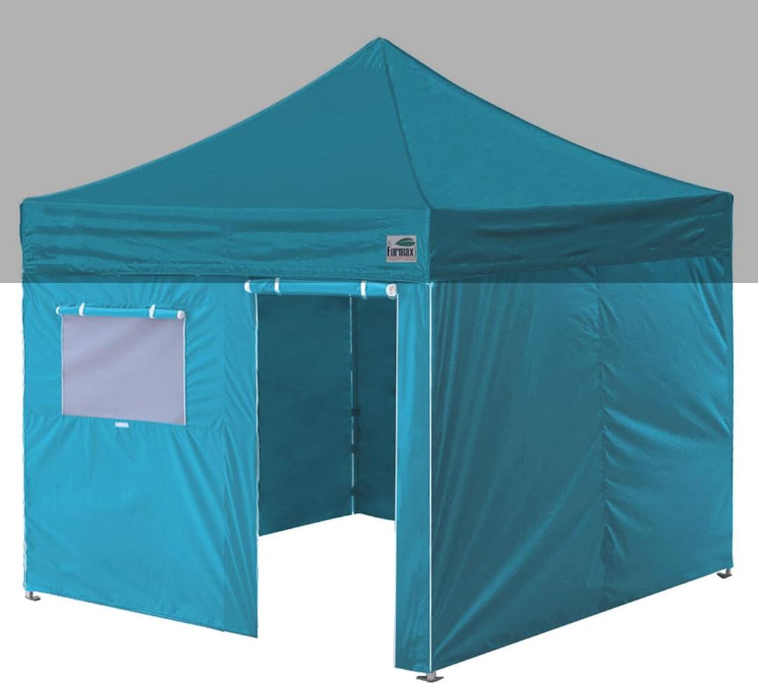 Eurmax USA Full Zippered Walls for 10 x 10 Easy Pop Up Canopy Tent,Enclosure Sidewall Kit with Roller Up Mesh Window and Door 4 Walls ONLY,NOT Including Frame and Top (Turquoise)