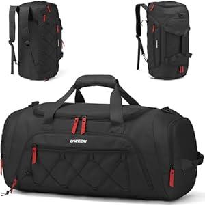 Travel Duffle Bag Backpack for Men 40L Medium Sports Gym Duffel with Wet Pocket & Shoes Compartment Carry on Overnight Weekender Bag for Travel, Black