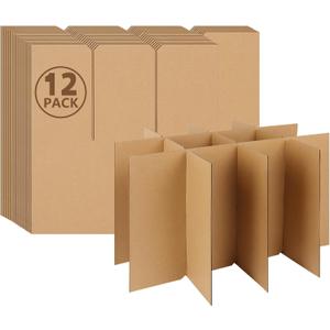 12 Sets Glass Dividers for Moving Boxes, 3x4 Grid Cardboard Dividers for 16x12x12 Inch Box, Corrugated Packing Supplies for Wine Glasses & Fragile Glassware (Box Not Included)
