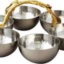 Elegance Golden Vine 6 Bowl Server, 8.75", Silver/Gold