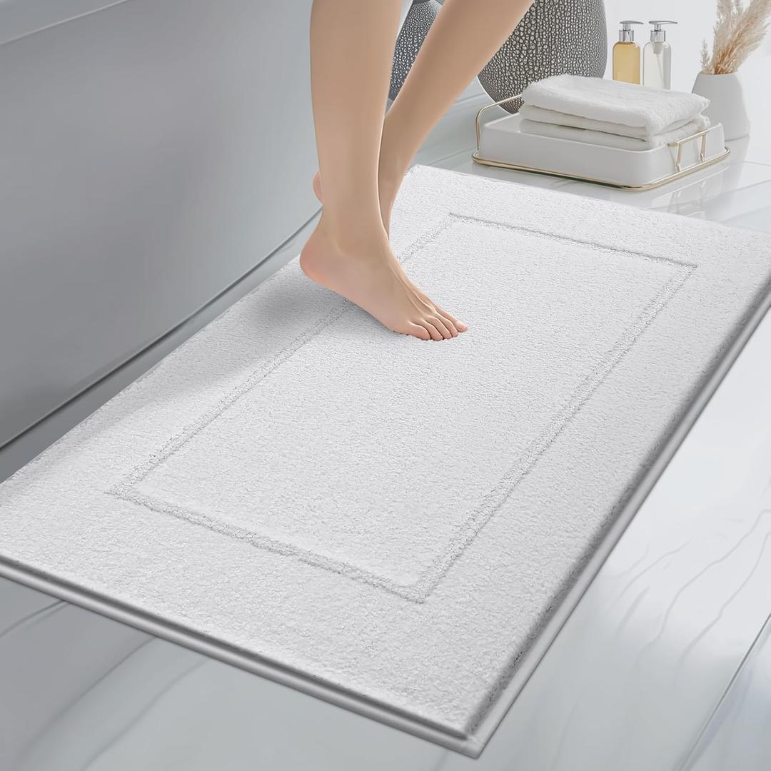 anllugs Bathroom Rugs 24" x 36", Non-Slip Extra Soft Absorbent Bath Rugs, Machine Washable Quick Dry Bath Mats for Bathroom Floor, Shower, Bathtub and Sink, White