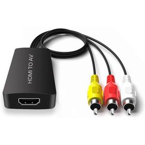 HDMI to AV Converter HDMI to RCA Composite Converter Adapter, Support PAL/NTSC, Support 1080P, Compatible with Roku/Fire Sitck/PS4/Xbox/Spectrum Box/Old Sanyo TV/Old LG TV/Old CRT ect.