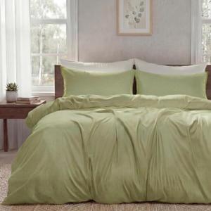 Duvet Cover Set King Size Silky Soft Cooling, Rayon Blend from Bamboo, Breathable Durable Bedding for All Seasons, Include 1 Duvet Cover 104"x90" with Zipper & 2 Pillowcases, Green 2 (No Comforter), King (104'' x 90'')