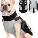 FUAMEY Dog Winter Jackets for Medium Dogs,Dog Coat with Harness Built in,Waterproof Dogs Snowsuits Warm Pet Jacket Zip Up Fleece Cold Weather Coats Reflective Puppy Vest with Pocket Black M (Medium(chest:21in))