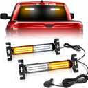 HLauto 1002L Emergency Strobe Traffic Advisor Light Bar: 40 LED Dash Safety Warning Flashing Light, Front/Rear Windshield Visor for Construction Vehicle, Tow/Plow Truck (2x10.7inch, Amber White)