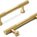 homdiy 20 Pack Cabinet Handles Brushed Gold Cabinet Pulls 3 Inch Hole Center Drawer Pulls Modern Bar Dresser Handles for Bathroom Kitchen Bedroom