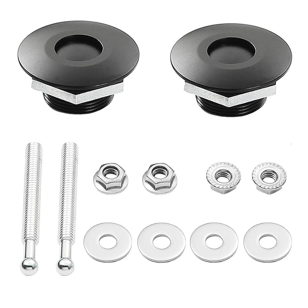STETION Quick Release Latch License Plate Lock Clip 1.25" Diameter Aluminum Alloy Car Hood Pins Lock Clip Kit for Bumper Hood License Plate (2 Pack - Black)