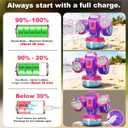 Rechargeable Bubble Machine with RGB Lights: 30,000 Bubbles/Min Storm, Auto 360 Rotation, Battery% Display - Remote Control Bubble Maker for Romantic Wedding, Kids Party & Outdoor Events