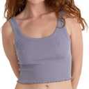 Women's Core Rib Crop Tank Top Silver Mist (Medium)