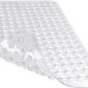 Yimobra Bathtub Mat Non Slip, Super Strong Suction Cups, 27.5"x15.5" Long Shower Mat with Drain Holes, Machine Washable Fast Draining Bath Mats, Bathroom Essentials, Clear