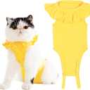 Cat Recovery Suit for Abdominal Wounds and Skin Diseases,Breathable Surgical Recovery Shirt After Surgery Wear Anti Licking Wounds,E-Collar Alternative for Female Cats Kitten(RSC01-orange-s)