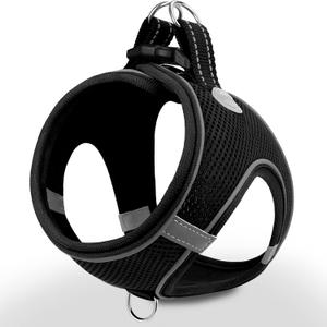 Joytale Small Dog Harness for Puppies and Extra Small Dogs, Breathable Mesh Step-in Vest, Reflective Soft Padded Harnesses, Black, XS (XS--Chest: 13.5-15'')