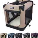 EliteField 3-Door Folding Soft Dog Crate with Carrying Bag and Fleece Bed, Indoor & Outdoor Pet Home (30" L x 21" W x 24" H, Khaki)