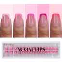 BTArtboxnails French Tip Press On Nails - Pink Short Square Press On Nails, Soft Gel Nail Tips, 160Pcs Soak Off Acrylic Fake Nail Extension in 16 Sizes