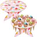 Wesiti 2 Pack 16 Holes Ice Cream Cone Holder Stand Decoration Cardboard Ice Cream Taper Display Waffle Hand Roll Sushi Popcorn Cone Display Stand for Birthday Party Anniversary Wedding Buffet Summer