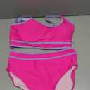 BMJL Women's High Waisted Bikini Sets Sporty Two Piece Swimsuits Color Block Cheeky High Cut Bathing Suits (Large, Hot Pink011)