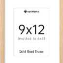 upsimples 9x12 Frame, Natural Solid Wooden Picture Frames, Display 6x8 with Mat or 9 x 12 Without Mat, Wall or Tabletop, 1 Pack, Natural