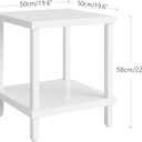 MMEOLUOOK Large End Table Square Side Table Modern Sofa Table 20 Inch Industrial Coffee Table NightStand with 2-Tier Storage Shelf for Living Room Bedroom White MLBZ06W