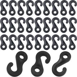 Bungee Cord Hook LUORNG 30PCS 4cm Plastic Camping Tent Hooks, Canopy Windproof Hook, Elastic Rope End Buckle, Canopy Hook