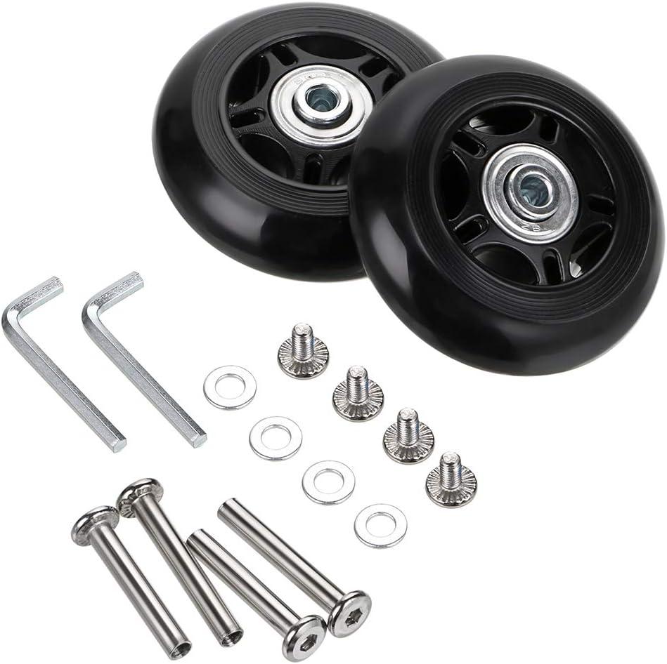 OwnMy 80mm x 24mm Luggage Suitcase Replacement Wheels, Rubber Swivel Caster Wheels Bearings Repair Kits, A Set of 2